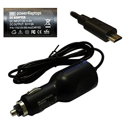 Power4Laptops DC-adapter voor autolader, voeding voor laptop tablet compatibel met Lenovo Tab 10 Power4Laptops DC-adapter voor autolader, voeding voor laptop tablet compatibel met Lenovo Tab 10
