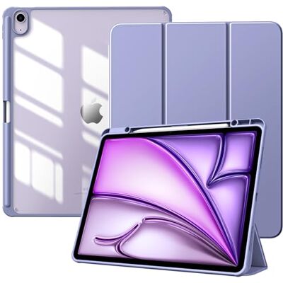 TiMOVO Beschermhoes voor iPad Air 13 inch M4/M3/M2, lavendel Penhouder, dunne drievoudige beschermhoes met standaard, transparante achterkant, automatische slaap- en wekfunctie TiMOVO Beschermhoes voor iPad Air 13 inch M4/M3/M2, lavendel Penhouder, dunne drievoudige beschermhoes met standaard, transparante achterkant, automatische slaap- en wekfunctie