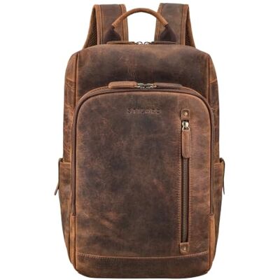 STILORD "Johnson" zakelijke rugzak voor heren, leer, vintage rugzak voor MacBook 13,3 inch, laptoptas, echt leer, kleur: middenbruin, Kreta Bruin, L, Dagrugzak STILORD "Johnson" zakelijke rugzak voor heren, leer, vintage rugzak voor MacBook 13,3 inch, laptoptas, echt leer, kleur: middenbruin, Kreta Bruin, L, Dagrugzak