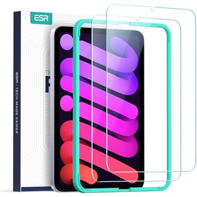 ESR Gehard glas, compatibel met iPad Mini 6 2021, HD-displaybeschermfolie, transparant, krasbestendig, inbegrepen, eenvoudige installatieframes, 2 stuks ESR Gehard glas, compatibel met iPad Mini 6 2021, HD-displaybeschermfolie, transparant, krasbestendig, inbegrepen, eenvoudige installatieframes, 2 stuks