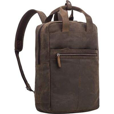 STILORD Bryn' Leren rugzak met laptopvak XL Business voor dames en heren, grote rugzak voor MacBook 16 inch met wielen, clip-on vintage, echt leer, Colorado bruin, Rugzak STILORD Bryn' Leren rugzak met laptopvak XL Business voor dames en heren, grote rugzak voor MacBook 16 inch met wielen, clip-on vintage, echt leer, Colorado bruin, Rugzak