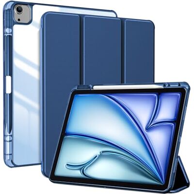 ProCase Hybride hoes met transparante achterkant voor iPad Air 13 inch M3 2025/M2 2024, potloodhouder compatibel met Touch ID, automatische slaap/wake, marineblauw ProCase Hybride hoes met transparante achterkant voor iPad Air 13 inch M3 2025/M2 2024, potloodhouder compatibel met Touch ID, automatische slaap/wake, marineblauw