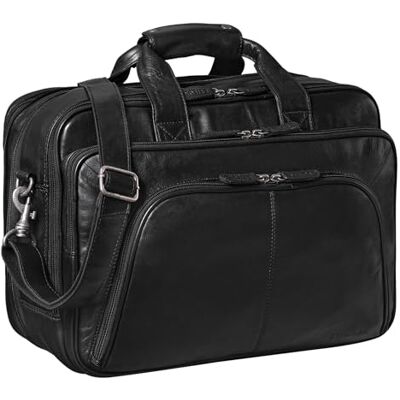STILORD "Calisto" XL werktas van leer, vintage, voor leraren, aktetas, zakelijke tas voor 17 inch computer, van echt leer, kleur: zwart STILORD "Calisto" XL werktas van leer, vintage, voor leraren, aktetas, zakelijke tas voor 17 inch computer, van echt leer, kleur: zwart