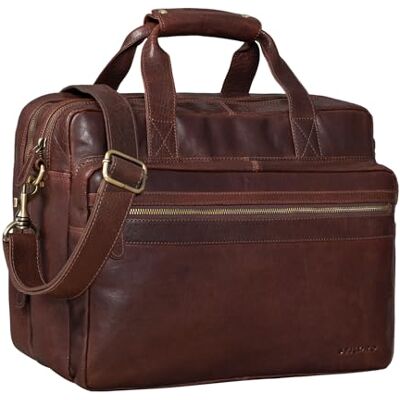 STILORD "Adventure" lerarentas, vintage, schooltas, zakelijke documententas voor mannen en vrouwen, schouder 14 inch, draagbaar, van leer, kleur: bruin licht donker, Maraska donkerbruin, XL STILORD "Adventure" lerarentas, vintage, schooltas, zakelijke documententas voor mannen en vrouwen, schouder 14 inch, draagbaar, van leer, kleur: bruin licht donker, Maraska donkerbruin, XL