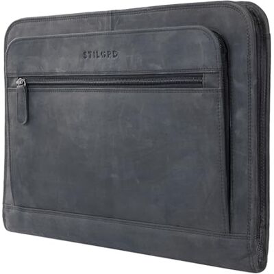 STILORD "Elton" conferentie, A4, echt leer, vintage, organizer, aktetas, beschermhoes voor MacBooks van 13,3 inch, map, portfolio van leer, kleur: zwart, Carbon Grijs, L, Handdoek STILORD "Elton" conferentie, A4, echt leer, vintage, organizer, aktetas, beschermhoes voor MacBooks van 13,3 inch, map, portfolio van leer, kleur: zwart, Carbon Grijs, L, Handdoek