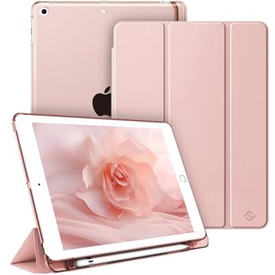 FINTIE Hoes met Pennenhouder voor iPad 9.7" 2018/2017, Ultradunne Superlichte Beschermhoes met transparante Zchterkant Case Cover met Automatische Slaap/Waak voor iPad 6e/5e Generatie, (Roségoud) FINTIE Hoes met Pennenhouder voor iPad 9.7" 2018/2017, Ultradunne Superlichte Beschermhoes met transparante Zchterkant Case Cover met Automatische Slaap/Waak voor iPad 6e/5e Generatie, (Roségoud)