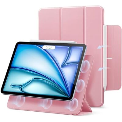 ESR Magnetische beschermhoes voor iPad Air 11 inch M2 (2024), Air 6/5/4 (2022/2020), iPad Pro 11 2018, magnetische bevestiging, automatische slaap-/wekfunctie, dunne en zijdeachtige afdekking, Rebound serie, roze ESR Magnetische beschermhoes voor iPad Air 11 inch M2 (2024), Air 6/5/4 (2022/2020), iPad Pro 11 2018, magnetische bevestiging, automatische slaap-/wekfunctie, dunne en zijdeachtige afdekking, Rebound serie, roze