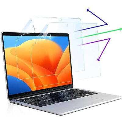 Mamol 2 stuks displaybeschermfolie voor MacBook Pro 13 inch (2016-2022, M1, M2) en MacBook Air 13 inch (2018-2021, M1), anti-blauw licht, anti-reflectie, HD-displaybeschermfolie voor MacBook Air 13 inch Mamol 2 stuks displaybeschermfolie voor MacBook Pro 13 inch (2016-2022, M1, M2) en MacBook Air 13 inch (2018-2021, M1), anti-blauw licht, anti-reflectie, HD-displaybeschermfolie voor MacBook Air 13 inch