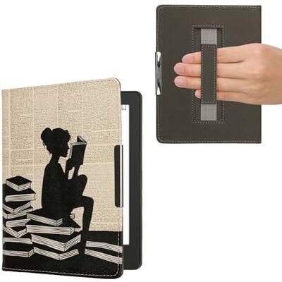 kwmobile Hoesje compatibel met Kobo Aura H2O Edition 2 hoes eReader Tablet Magnetische Flip Case PU Leer met riem Zwart-Beige kwmobile Hoesje compatibel met Kobo Aura H2O Edition 2 hoes eReader Tablet Magnetische Flip Case PU Leer met riem Zwart-Beige