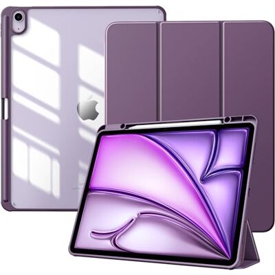 TiMOVO Beschermhoes voor iPad Air 13 inch (M4/M3/M2-2026/2025/2024) met penhouder, dunne beschermhoes, automatische slaap/wakker, transparante achterkant met standaard voor iPad Air 13, diep paars TiMOVO Beschermhoes voor iPad Air 13 inch (M4/M3/M2-2026/2025/2024) met penhouder, dunne beschermhoes, automatische slaap/wakker, transparante achterkant met standaard voor iPad Air 13, diep paars