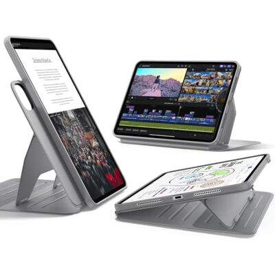 ESR Draaibare hoes voor iPad Pro 11 inch M5/M4 (2025/2024), draaibare hoes met afneembare magnetische afdekking, verstelbare standaard in portret-/landschapsmodus, 9 staande hoeken, Shift-serie, grijs ESR Draaibare hoes voor iPad Pro 11 inch M5/M4 (2025/2024), draaibare hoes met afneembare magnetische afdekking, verstelbare standaard in portret-/landschapsmodus, 9 staande hoeken, Shift-serie, grijs