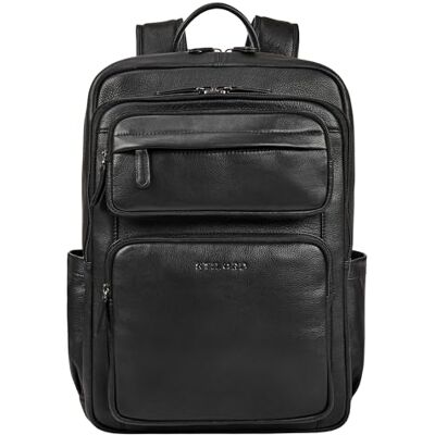 STILORD "Astoria" Rugzak, groot, leer, voor laptop, 17 inch, reizen, werk, vintage, waterdicht, heren en dames, kleur: zwart, zwart., L, Dagrugzak STILORD "Astoria" Rugzak, groot, leer, voor laptop, 17 inch, reizen, werk, vintage, waterdicht, heren en dames, kleur: zwart, zwart., L, Dagrugzak