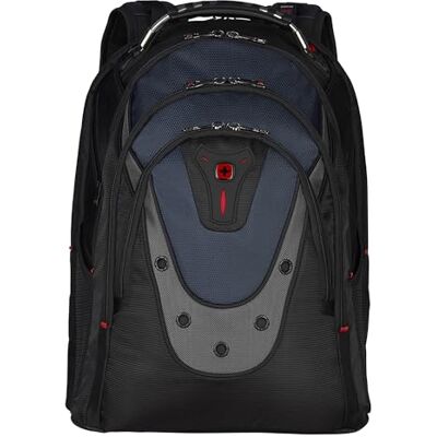 Wenger IBEX Laptoprugzak met speciaal tabletvak, schokabsorberende schouderbanden, essentiële organizer en versterkte ergonomische handgreep, zwart/blauw, 47 cm, rugzak Wenger IBEX Laptoprugzak met speciaal tabletvak, schokabsorberende schouderbanden, essentiële organizer en versterkte ergonomische handgreep, zwart/blauw, 47 cm, rugzak