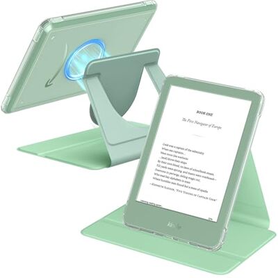MoKo 360° roterende hoes voor 15,2 cm (6 inch) gloednieuwe Kindle (11e generatie-2024/2022 release), transparante achterkant afneembare magnetische beschermende verstelbare standaard hoes met MoKo 360° roterende hoes voor 15,2 cm (6 inch) gloednieuwe Kindle (11e generatie-2024/2022 release), transparante achterkant afneembare magnetische beschermende verstelbare standaard hoes met