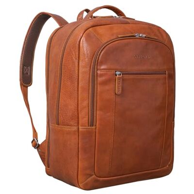 STILORD "Erikson" Rugzak van leer, XL, grote vintage laptoptas, 15, 16, 17 inch, zakelijke rugzak met trolley-riem en diefstalbeveiliging, kleur: maraska, bruin STILORD "Erikson" Rugzak van leer, XL, grote vintage laptoptas, 15, 16, 17 inch, zakelijke rugzak met trolley-riem en diefstalbeveiliging, kleur: maraska, bruin