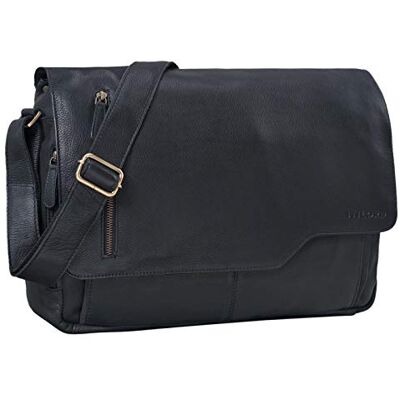 STILORD "Marlon" Leren tas voor heren, werk, universiteit, bureautas, vintage, schouderriem, laptoptas, 15,6 inch, kleur: cognac bruin L STILORD "Marlon" Leren tas voor heren, werk, universiteit, bureautas, vintage, schouderriem, laptoptas, 15,6 inch, kleur: cognac bruin L