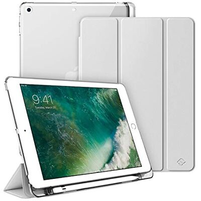 FINTIE Hoes met Pennenhouder voor iPad 9.7" 2018/2017, Ultradunne Superlichte Beschermhoes met transparante Zchterkant Case Cover met Automatische Slaap/Waak voor iPad 6e/5e Generatie, (A-Zilver) Étui Fin et Léger avec Emplacement du Stylet, Dos Translu FINTIE Hoes met Pennenhouder voor iPad 9.7" 2018/2017, Ultradunne Superlichte Beschermhoes met transparante Zchterkant Case Cover met Automatische Slaap/Waak voor iPad 6e/5e Generatie, (A-Zilver) Étui Fin et Léger avec Emplacement du Stylet, Dos Translu