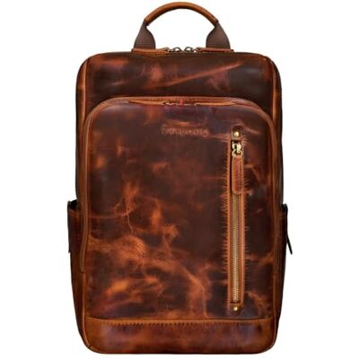 STILORD "Johnson" zakelijke rugzak voor heren, leer, vintage rugzak voor MacBook 13,3 inch, laptoptas, echt leer, kleur: middenbruin, Kara Cognac, L, Dagrugzak STILORD "Johnson" zakelijke rugzak voor heren, leer, vintage rugzak voor MacBook 13,3 inch, laptoptas, echt leer, kleur: middenbruin, Kara Cognac, L, Dagrugzak