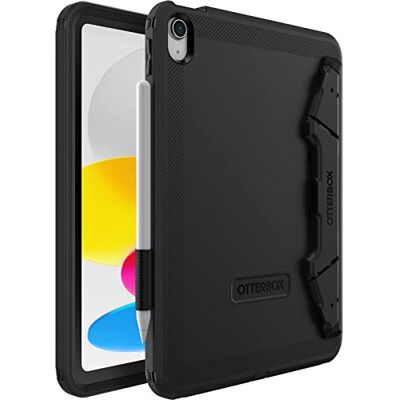 Otterbox Beschermhoes Defender Kickstand voor iPad 10,9 inch (10e generatie 2022), schokbestendige en ultrarobuuste bescherming met geïntegreerde displaybescherming, 2 x getest volgens militaire standaard, zwart, levering zonder verpakking Otterbox Beschermhoes Defender Kickstand voor iPad 10,9 inch (10e generatie 2022), schokbestendige en ultrarobuuste bescherming met geïntegreerde displaybescherming, 2 x getest volgens militaire standaard, zwart, levering zonder verpakking