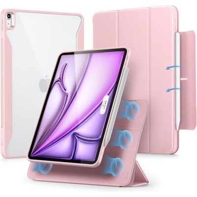 ESR iPad Air 13 inch M2 hoes, iPad Air 2024 hoes met penhouder, afneembare magnetische hoes, verticale standaard, ondersteunt volledig Pro/USB-C, 360-serie, roze ESR iPad Air 13 inch M2 hoes, iPad Air 2024 hoes met penhouder, afneembare magnetische hoes, verticale standaard, ondersteunt volledig Pro/USB-C, 360-serie, roze