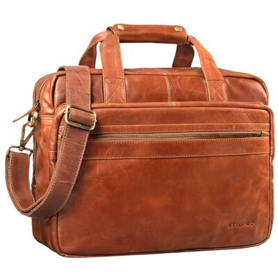 STILORD "Adventure" lerarentas, vintage, schooltas, zakelijke documententas voor mannen en vrouwen, schouder 14 inch, draagbaar, van leer, kleur: bruin licht donker, Cognac Glanzend, XL, Handdoek STILORD "Adventure" lerarentas, vintage, schooltas, zakelijke documententas voor mannen en vrouwen, schouder 14 inch, draagbaar, van leer, kleur: bruin licht donker, Cognac Glanzend, XL, Handdoek