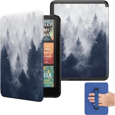 MoKo Case for All-New 7 inch Kindle Paperwhite (12e generatie 2024) en Kindle Colorsoft Signature Edition 2024, lichtgewicht shell cover met handband auto wake/slaap voor Kindle Paperwhite 2024, grijs bos MoKo Case for All-New 7 inch Kindle Paperwhite (12e generatie 2024) en Kindle Colorsoft Signature Edition 2024, lichtgewicht shell cover met handband auto wake/slaap voor Kindle Paperwhite 2024, grijs bos