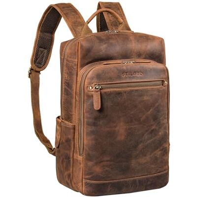 STILORD Yuki Zakelijke rugzak voor heren, leer, vintage, rugzak voor MacBook 13,3 inch, laptoptas, echt leer, kleur: middenbruin, Medium bruin, Dagrugzak STILORD Yuki Zakelijke rugzak voor heren, leer, vintage, rugzak voor MacBook 13,3 inch, laptoptas, echt leer, kleur: middenbruin, Medium bruin, Dagrugzak