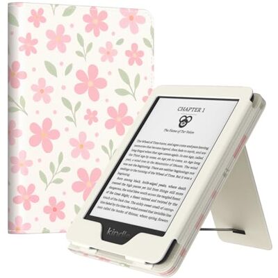 MoKo Hoesje voor 6" e-reader (11e generatie, 2024/2022), bloem en bladeren Ultralichte PU-hoes met automatische wake/slaapfunctie voor e-book 2024 MoKo Hoesje voor 6" e-reader (11e generatie, 2024/2022), bloem en bladeren Ultralichte PU-hoes met automatische wake/slaapfunctie voor e-book 2024