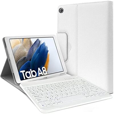 KARYLAX Azerty Bluetooth toetsenbord beschermhoes wit voor Galaxy Tab A8 10,5 inch 2021 2022 (SM-X200/SM-X205) KARYLAX Azerty Bluetooth toetsenbord beschermhoes wit voor Galaxy Tab A8 10,5 inch 2021 2022 (SM-X200/SM-X205)