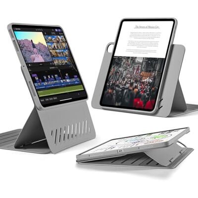 ESR iPad Air hoes 11 inch (M3, 2025/M2, 2024), iPad Air 6e/5e/4e generatie, afneembare magnetische hoes, verstelbare standaard in portret-/landschapsmodus met verhoogd schermweergave, 9 staande hoeken, grijs ESR iPad Air hoes 11 inch (M3, 2025/M2, 2024), iPad Air 6e/5e/4e generatie, afneembare magnetische hoes, verstelbare standaard in portret-/landschapsmodus met verhoogd schermweergave, 9 staande hoeken, grijs