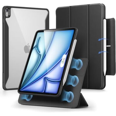 ESR iPad Air 11 inch M2-hoes, iPad Air 6e/5e/4e generatie (2024/2022/2020) 10,9 inch hoes met penhouder, afneembare magnetische afdekking, verticale standaard, rebound serie 360, zwart ESR iPad Air 11 inch M2-hoes, iPad Air 6e/5e/4e generatie (2024/2022/2020) 10,9 inch hoes met penhouder, afneembare magnetische afdekking, verticale standaard, rebound serie 360, zwart