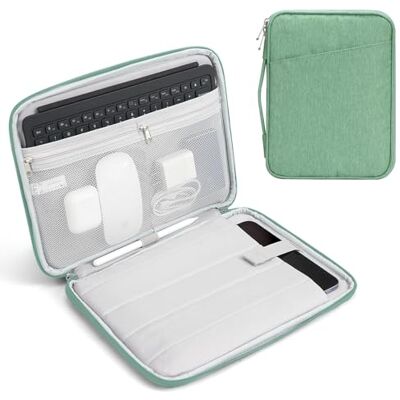 TiMOVO 9-11 inch tablethoes voor iPad 11 inch A16 2025, iPad 10,9 inch/10,2 inch, Galaxy Tab A9+/A9 Plus 11 inch, beschermhoes met zakken, Bodhi groen TiMOVO 9-11 inch tablethoes voor iPad 11 inch A16 2025, iPad 10,9 inch/10,2 inch, Galaxy Tab A9+/A9 Plus 11 inch, beschermhoes met zakken, Bodhi groen