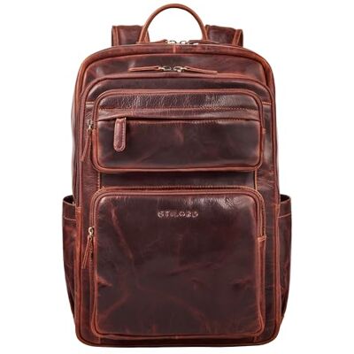 STILORD "Astoria" Rugzak, groot, leer, voor laptop, 17 inch, reizen, werk, vintage, waterdicht, heren en dames, kleur: zwart, Kara Cognac, L, Dagrugzak STILORD "Astoria" Rugzak, groot, leer, voor laptop, 17 inch, reizen, werk, vintage, waterdicht, heren en dames, kleur: zwart, Kara Cognac, L, Dagrugzak