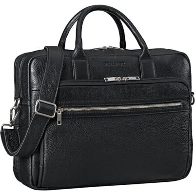 STILORD "Dawson" Professionele Lederen Schoudertas Vintage Handdoek XL Schooltas Zakelijke Tas voor Laptop 15,6 inch Kleur: zwart STILORD "Dawson" Professionele Lederen Schoudertas Vintage Handdoek XL Schooltas Zakelijke Tas voor Laptop 15,6 inch Kleur: zwart