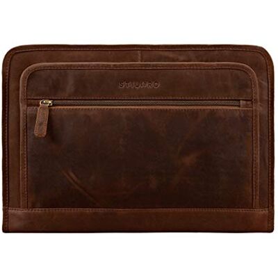 STILORD Maximilian Organizer, leer, documentenmap, 13,3 inch, conferentietas, heren, dames, computertas, portfolio, kleur: zwart, Medium bruin, L, Handdoek STILORD Maximilian Organizer, leer, documentenmap, 13,3 inch, conferentietas, heren, dames, computertas, portfolio, kleur: zwart, Medium bruin, L, Handdoek