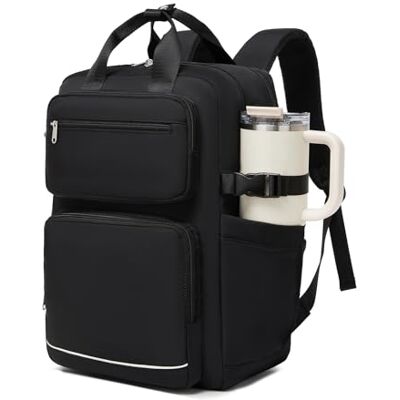 Kono Laptoprugzak voor dames, 15,6 inch, casual, grote capaciteit, waterdicht, voor reizen, kantoor, studie, zwart., L, Casual Kono Laptoprugzak voor dames, 15,6 inch, casual, grote capaciteit, waterdicht, voor reizen, kantoor, studie, zwart., L, Casual
