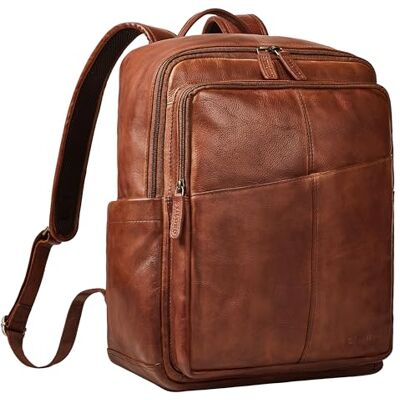 STILORD 'Maurizio' Grote rugzak voor heren, werk, van echt leer, laptoptas, 15,6 inch, zakelijke tas voor werk, universiteit, kantoor, Brandy Cognac, L STILORD 'Maurizio' Grote rugzak voor heren, werk, van echt leer, laptoptas, 15,6 inch, zakelijke tas voor werk, universiteit, kantoor, Brandy Cognac, L