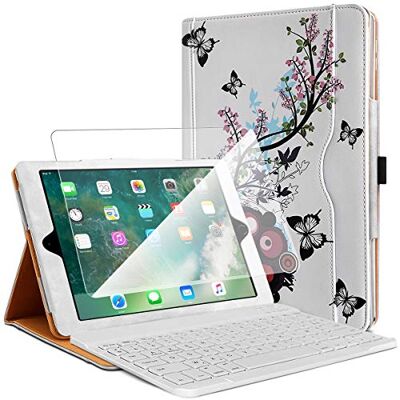 KARYLAX Beschermhoes (Motief HF01) met bluetooth-toetsenbord en 1 displaybeschermfolie voor Apple iPad 9,7 (6e gen) 2017/18 KARYLAX Beschermhoes (Motief HF01) met bluetooth-toetsenbord en 1 displaybeschermfolie voor Apple iPad 9,7 (6e gen) 2017/18