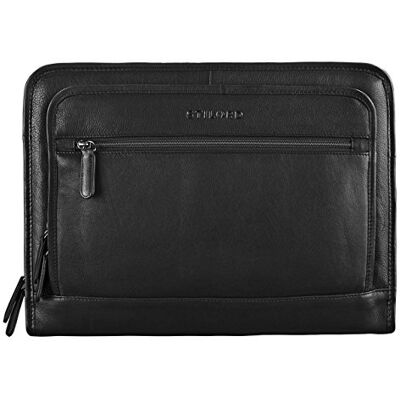 STILORD "Maximilian" lederen organizer aktetas 13,3 inch conferentie heren dames tas computer portfolio kleur: zwart STILORD "Maximilian" lederen organizer aktetas 13,3 inch conferentie heren dames tas computer portfolio kleur: zwart