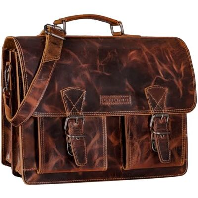 STILORD "Jeffrey" Schooltas van echt leer, grote lerarentas, aktetas, heren en dames, laptoptas 15,6 inch, schoudertas met trolley-bevestiging, kleur: seppia bruin, Milano Bruin, L, Handdoek STILORD "Jeffrey" Schooltas van echt leer, grote lerarentas, aktetas, heren en dames, laptoptas 15,6 inch, schoudertas met trolley-bevestiging, kleur: seppia bruin, Milano Bruin, L, Handdoek
