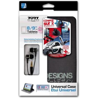 Port Designs Kobe beschermhoes voor tablet 22,6 cm (8,9 inch), incl. hoofdtelefoon, zwart Port Designs Kobe beschermhoes voor tablet 22,6 cm (8,9 inch), incl. hoofdtelefoon, zwart