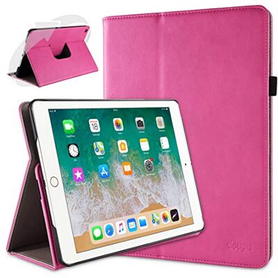 doupi Roterende beschermhoes voor iPad 2017/2018, Deluxe, 360-grad-Smart, kunstleer, beschermhoes en beschermhoes, roze doupi Roterende beschermhoes voor iPad 2017/2018, Deluxe, 360-grad-Smart, kunstleer, beschermhoes en beschermhoes, roze