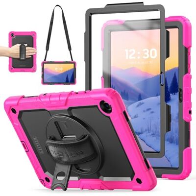 TECHGEAR Samsung Galaxy Tab A11 Plus/A11+ 11 inch (SM-X230 / SM-X236) hoes, robuuste en schokbestendige hoes, 360 graden draaibare standaard, polsband en afneembare schouderriem, roze TECHGEAR Samsung Galaxy Tab A11 Plus/A11+ 11 inch (SM-X230 / SM-X236) hoes, robuuste en schokbestendige hoes, 360 graden draaibare standaard, polsband en afneembare schouderriem, roze