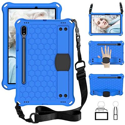 QYiiD QYiD Kinderhoes voor Galaxy Tab S7 11 inch 2020 SM-T870 T875 T878, niet-giftige EVA-beschermhoes voor kinderen, met potloodhouder en handriem en schouder voor Galaxy Tab S7 11 inch 2020, blauw/zwart QYiiD QYiD Kinderhoes voor Galaxy Tab S7 11 inch 2020 SM-T870 T875 T878, niet-giftige EVA-beschermhoes voor kinderen, met potloodhouder en handriem en schouder voor Galaxy Tab S7 11 inch 2020, blauw/zwart