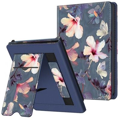 FINTIE Pocketbook Fresh Pro/Pro Color (2024) e-Reader Kickstand beschermhoes met kaartvak, knoop- en standfunctie, bloemenhibiscus FINTIE Pocketbook Fresh Pro/Pro Color (2024) e-Reader Kickstand beschermhoes met kaartvak, knoop- en standfunctie, bloemenhibiscus