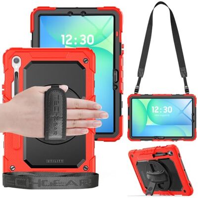 TECHGEAR Utility-hoes voor Samsung Galaxy Tab S10 Lite, Tab S10 FE 2025 & Tab S9 FE 11,9 inch Robuuste en schokbestendige hoes met penhouder, 360° standaard, polsband en schouderriem Rood TECHGEAR Utility-hoes voor Samsung Galaxy Tab S10 Lite, Tab S10 FE 2025 & Tab S9 FE 11,9 inch Robuuste en schokbestendige hoes met penhouder, 360° standaard, polsband en schouderriem Rood