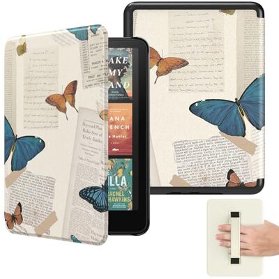 MoKo Hoesje voor 7" Kindle Paperwhite 12e generatie 2024, vintage vlinder Compatibel met Kindle Colorsoft Signature Edition 2024, lichtgewicht hoes met polsband, automatisch wake/slapen MoKo Hoesje voor 7" Kindle Paperwhite 12e generatie 2024, vintage vlinder Compatibel met Kindle Colorsoft Signature Edition 2024, lichtgewicht hoes met polsband, automatisch wake/slapen