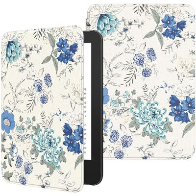 MoKo Case Fits 6 inch All-New Kindle (11e generatie-2024/2022 release), lichtgewicht beschermhoes met auto wake/slaap voor Kindle 2024/2022 11e generatie e-reader, wit blauw bloemen MoKo Case Fits 6 inch All-New Kindle (11e generatie-2024/2022 release), lichtgewicht beschermhoes met auto wake/slaap voor Kindle 2024/2022 11e generatie e-reader, wit blauw bloemen