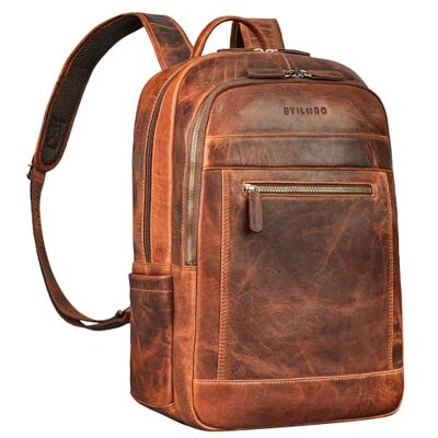 STILORD Jamal Leren rugzak voor computer, 16 inch, grote maat, tas voor heren, rugzak, pc, dames, voor reizen, werk, Ordi, laptop, rugzak, cabine, van echt leer, kleur: zwart, Kara Cognac, L STILORD Jamal Leren rugzak voor computer, 16 inch, grote maat, tas voor heren, rugzak, pc, dames, voor reizen, werk, Ordi, laptop, rugzak, cabine, van echt leer, kleur: zwart, Kara Cognac, L