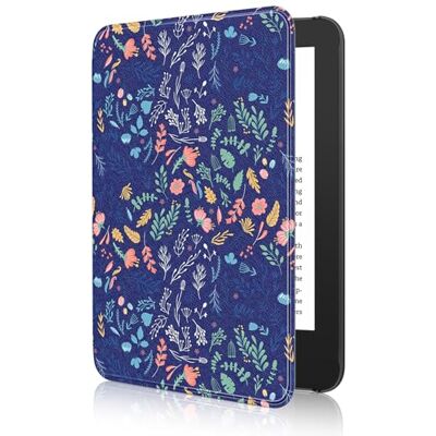 MoKo Case Fits 6 inch All-New Kindle (11e generatie-2024/2022 release), lichtgewicht beschermhoes met auto wake/slaap voor Kindle 2024/2022 11e generatie e-reader, bloemen op blauw MoKo Case Fits 6 inch All-New Kindle (11e generatie-2024/2022 release), lichtgewicht beschermhoes met auto wake/slaap voor Kindle 2024/2022 11e generatie e-reader, bloemen op blauw